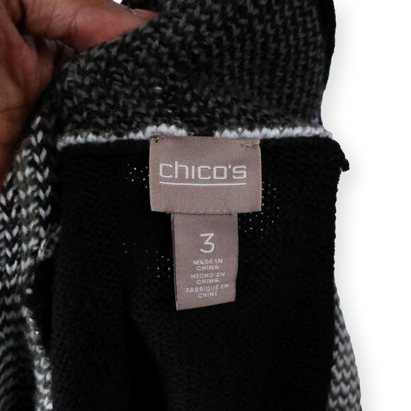 Chico's Black White Patchwork Open Tunic Sweater Vest 16 - Picture 4 of 9